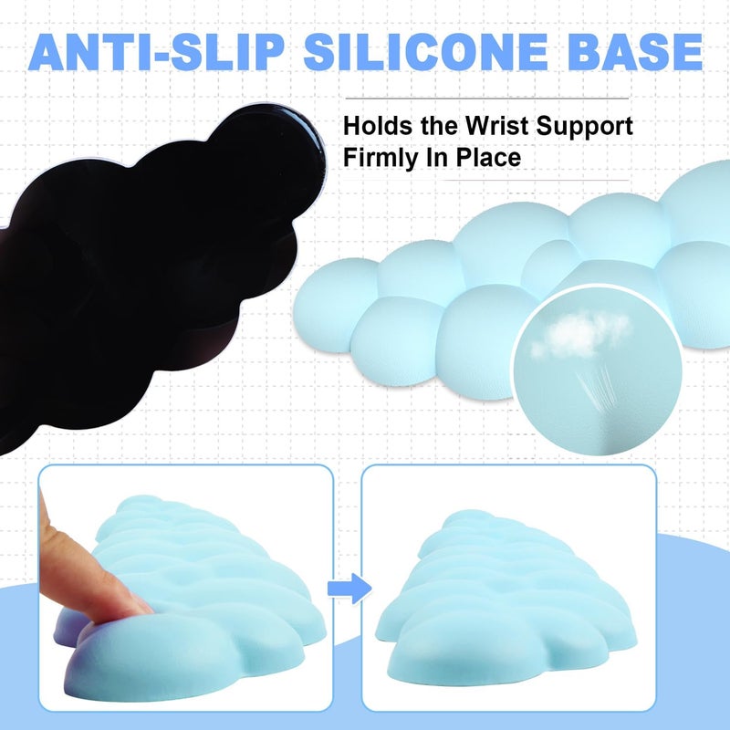 Labeol Cloud Wrist Rest for Computer Keyboard Arm Wrist Rest with Non-Slip Base Extended Wrist Rest Ergonomic Memory Foam for Keyboard and Mouse Typing Pain Relief, Office, Gaming, Computer - Image 5